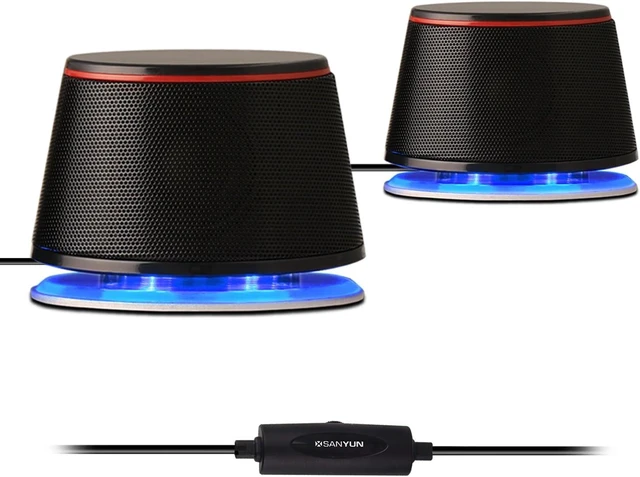 Alt view image 8 of 14 - Sanyun SW102 Computer Speakers, 5Wx2, Deep Bass from Compact Cabinet, Stereo 2.0 USB Powered 3.5mm Aux Multimedia Speakers, Built-in Passive Bass Radiators, PC Laptop Desktop Speakers, Black