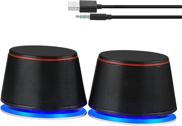 Alt view image 9 of 14 - Sanyun SW102 Computer Speakers, 5Wx2, Deep Bass from Compact Cabinet, Stereo 2.0 USB Powered 3.5mm Aux Multimedia Speakers, Built-in Passive Bass Radiators, PC Laptop Desktop Speakers, Black
