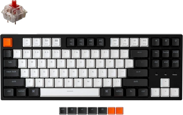 Alt view image 8 of 14 - Keychron C1 Wired TKL Hot-Swappable Mechanical Keyboard, White Backlight
