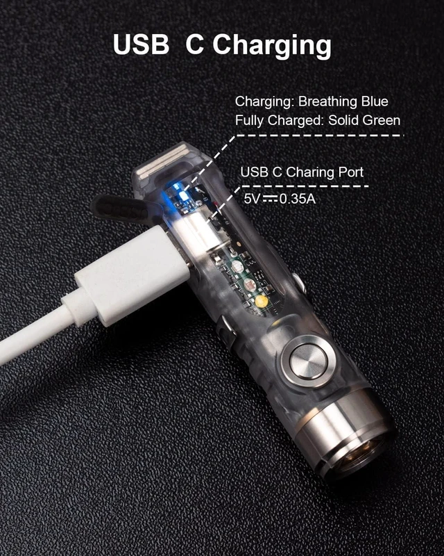 Alt view image 11 of 14 - RovyVon 4th USB-C Aurora A8 EDC Flashlight, 6500K LED Max 650 Lumen, Momentary On Keychain Light with Magnetic Clip/Base, Lock Mode, for Checking Outdoor(365nm/Red/White)