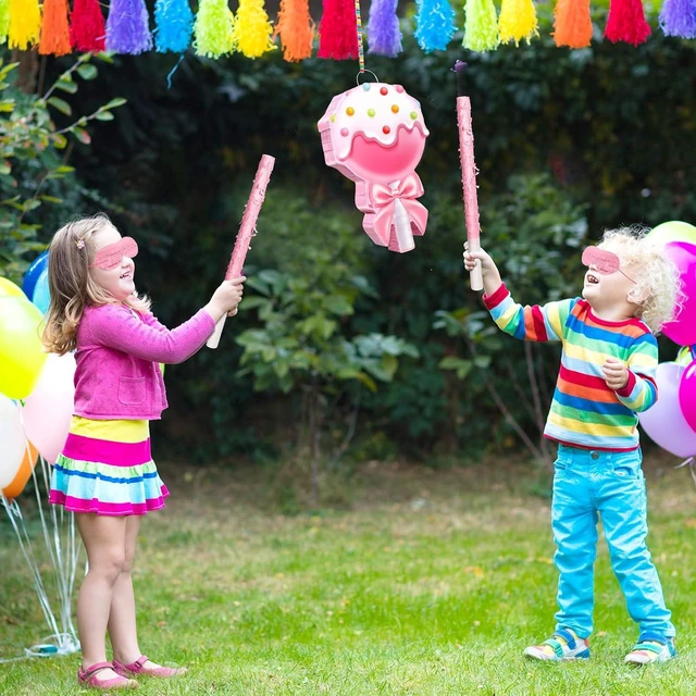 Alt view image 12 of 14 - Aoriher Candy Party Favor Candy Piñata with Stick Blindfold Pink Sweet Lollipop Candy Piñata for Birthday Party Supplies Decoration