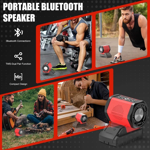 Alt view image 13 of 14 - ohyes Bluetooth Speaker Compatible with Milwaukee 18V Battery Packs with USB-A/C Charging for Jobsite Camping & Parties (Battery not Included)