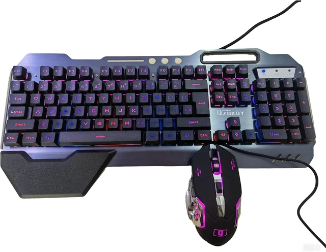 Alt view image 8 of 12 - RGB Backlit Gaming Keyboard and Mouse Set 16 Lighting Modes, 2400DPI 4-Button Optical Mouse, Mouse Pad & Phone Holder Ergonomic Wrist Support Black