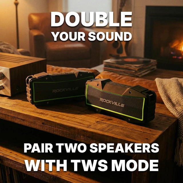 Alt view image 13 of 14 - Rockville Rock Everywhere 15W Portable Bluetooth Speaker, IPX6 Splashproof, TWS Linking, Long Battery Life, for Outdoor and Indoor Use