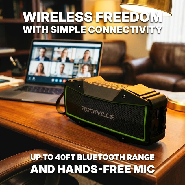 Alt view image 10 of 14 - Rockville Rock Everywhere 15W Portable Bluetooth Speaker, IPX6 Splashproof, TWS Linking, Long Battery Life, for Outdoor and Indoor Use