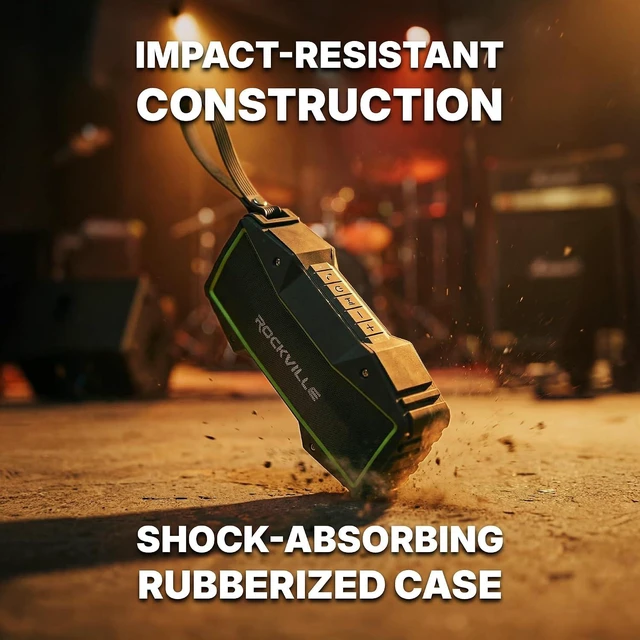 Alt view image 14 of 14 - Rockville Rock Everywhere 15W Portable Bluetooth Speaker, IPX6 Splashproof, TWS Linking, Long Battery Life, for Outdoor and Indoor Use