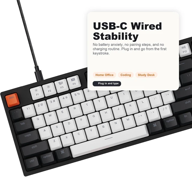 Alt view image 12 of 14 - Keychron C1 Wired TKL Hot-Swappable Mechanical Keyboard, White Backlight