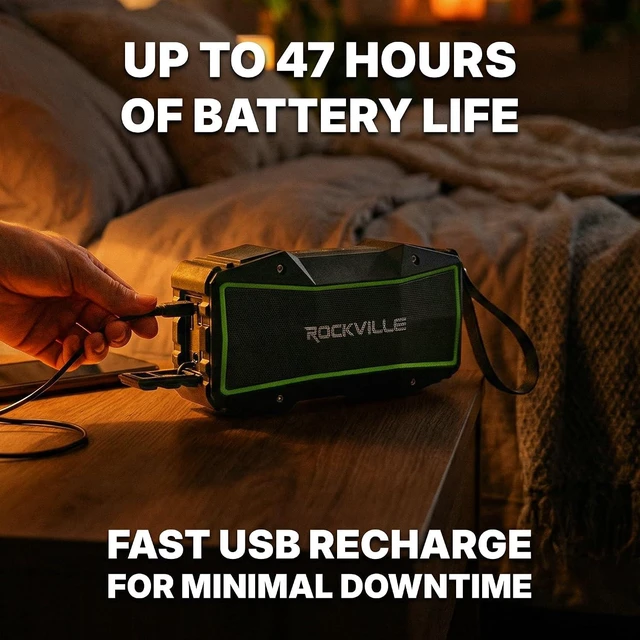 Alt view image 11 of 14 - Rockville Rock Everywhere 15W Portable Bluetooth Speaker, IPX6 Splashproof, TWS Linking, Long Battery Life, for Outdoor and Indoor Use