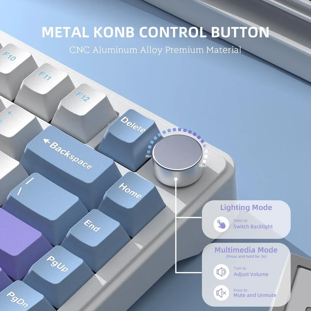 Alt view image 11 of 14 - X85 Wireless Mechanical Keyboard, TKL 82 Keys Bluetooth 5.0/2.4GHz/USB-C Hot Swappable Custon Keyboard, Knob Control, Gasket Structure, RGB Backlit Gaming Keyboard for PC/Mac/PS4/Xbox (Purple)