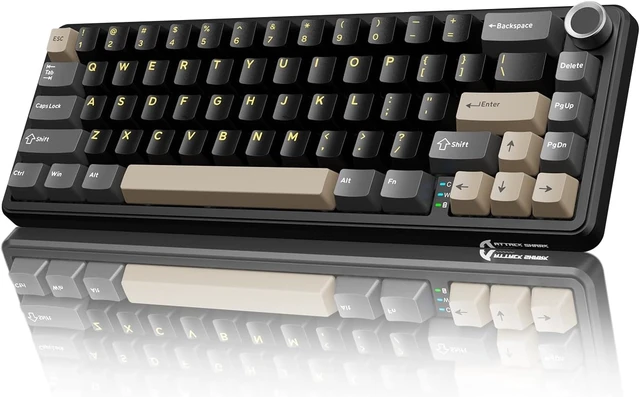 Alt view image 8 of 14 - ATTACK SHARK X66 Wireless Mechanical Gaming Keyboard with Knob,Tri Mode USB-C/BT5.0/2.4G Gasket Mounted 60% RGB Gaming Keyboard 66Keys,PBT Keycap, Hot Swappable Custom Strawberry Switch(Star Black)