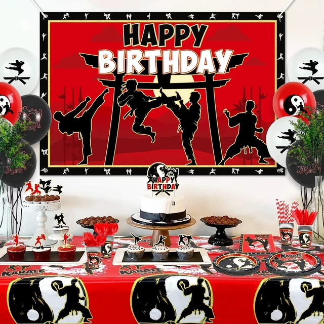 Alt view image 14 of 14 - Karate Birthday Party Decorations - Karate Party Supplies Includes Backdrop, Plates, Cups, Napkins, Cake Toppers, Balloons, Tablecloths for Karate Themed Party Decoration (Backdrop)