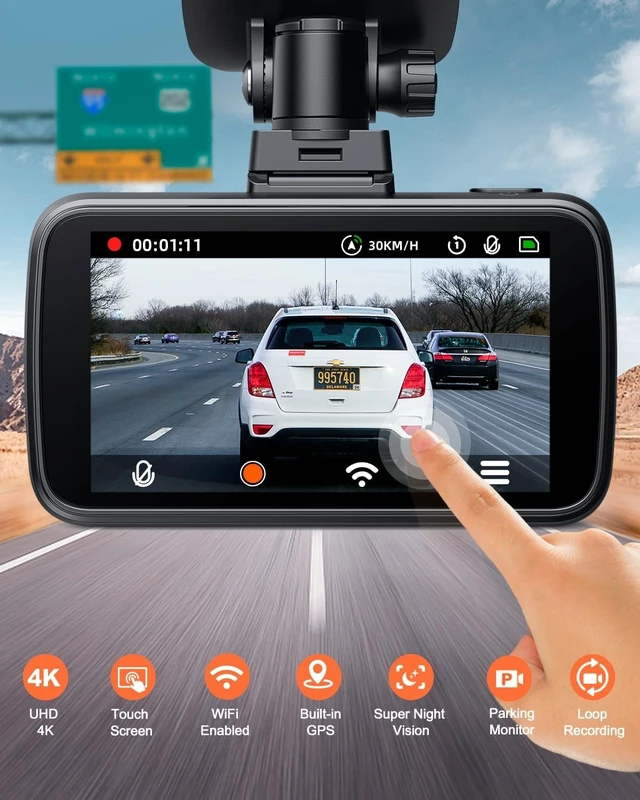 Alt view image 10 of 14 - YEECORE 4K Dash Cam, Built-in WiFi GPS, Touch Screen Car Camera, 24Hr Parking Monitor, Loop Recording, Dash Camera for Cars with App Control, HDR, G-Sensor Support 256GB Max