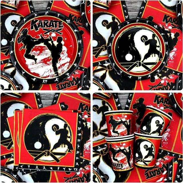 Alt view image 11 of 14 - Karate Birthday Party Decorations - Karate Party Supplies Includes Backdrop, Plates, Cups, Napkins, Cake Toppers, Balloons, Tablecloths for Karate Themed Party Decoration (Backdrop)