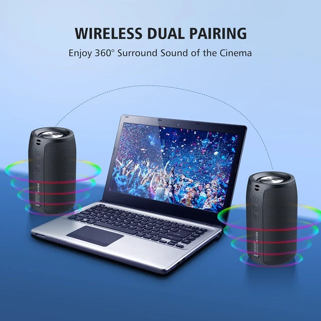 Alt view image 12 of 14 - ZEALOT Portable Bluetooth Speakers, Wireless Speaker, S32 Samll Outdoor Speaker, Waterproof IPX5, Stereo Pairing/Bass/USB/MIC/TF Card/AUX for Home Outdoor Travel, Gift for Men, Kids -Black