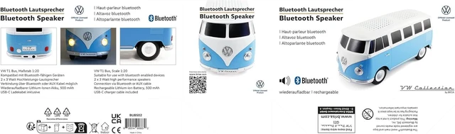 Alt view image 11 of 14 - BRISA VW Collection - Volkswagen Portable Bluetooth Speaker Wireless Box with Rechargable Battery T1 Bus Campervan (Scale: 1:20/Classic Bus) (Blue)