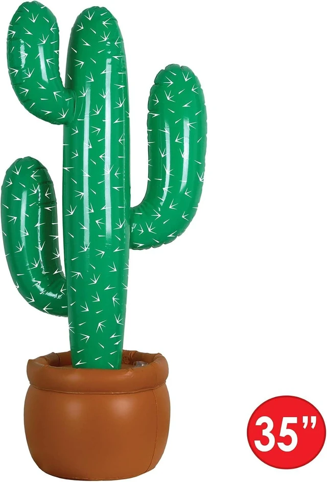 Alt view image 9 of 14 - Beistle Pack of 2 Inflatable Cactus Decorations in Green/White/Brown, Wild West Party Decorations, Mexican Cinco de Mayo Party Accessories, 35"