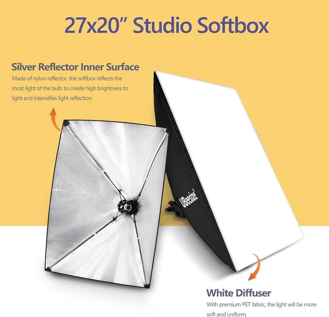 Alt view image 8 of 12 - UBeesize Softbox Photography Lighting Kit, 27 x 20 Continuous Lighting Kit with 2pcs 40W E27 Socket 6500K Bulbs, Professional Photo Studio Lighting for Video Recording, Portrait Shooting