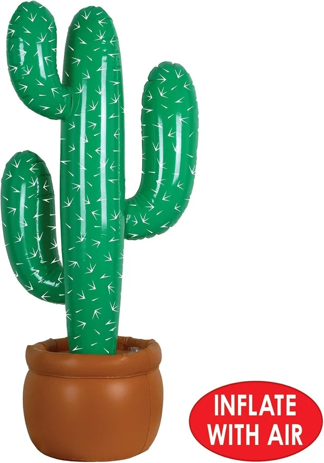 Alt view image 10 of 14 - Beistle Pack of 2 Inflatable Cactus Decorations in Green/White/Brown, Wild West Party Decorations, Mexican Cinco de Mayo Party Accessories, 35"