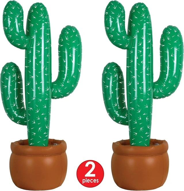 Alt view image 11 of 14 - Beistle Pack of 2 Inflatable Cactus Decorations in Green/White/Brown, Wild West Party Decorations, Mexican Cinco de Mayo Party Accessories, 35"
