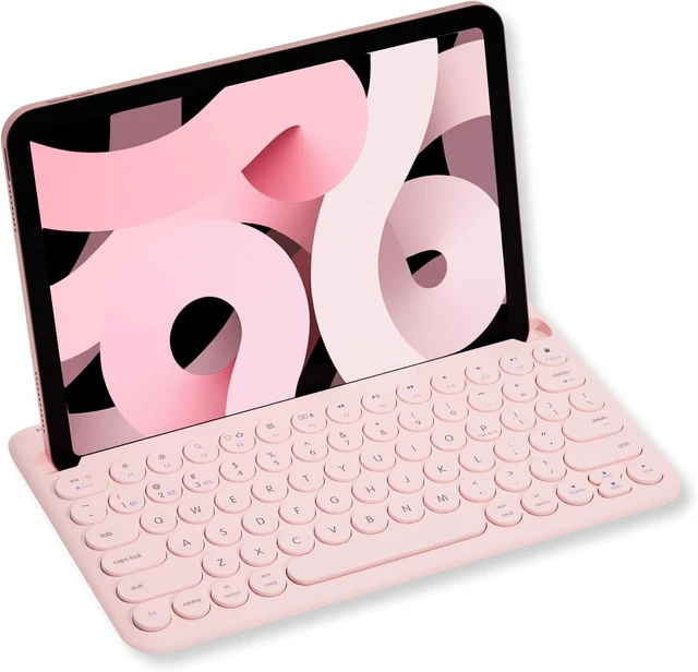 Alt view image 8 of 14 - Macally Bluetooth Keyboard for iPad | Wireless Keyboard for Tablet, iPhone (Multi-Device, Built-in Stand, Rechargeable) Easy to Use and Cute Portable