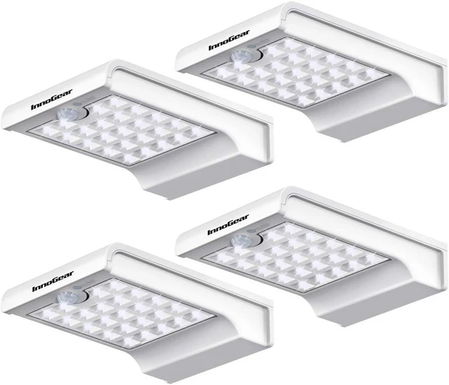 Alt view image 8 of 14 - InnoGear Gutter Lights, 24 LEDs Outdoor Solar Lighting Wall Mount Motion Sensor for Security, IP65 Waterproof for Yard Porch Patio, Pack of 4