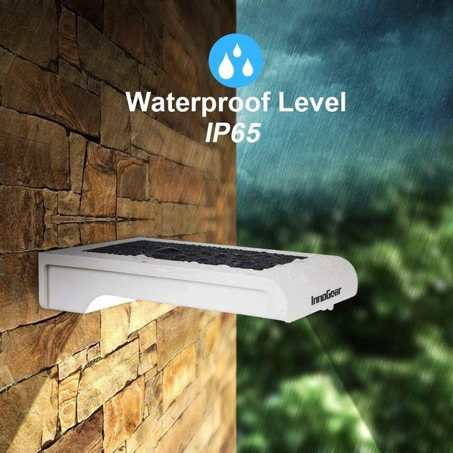 Alt view image 13 of 14 - InnoGear Gutter Lights, 24 LEDs Outdoor Solar Lighting Wall Mount Motion Sensor for Security, IP65 Waterproof for Yard Porch Patio, Pack of 4