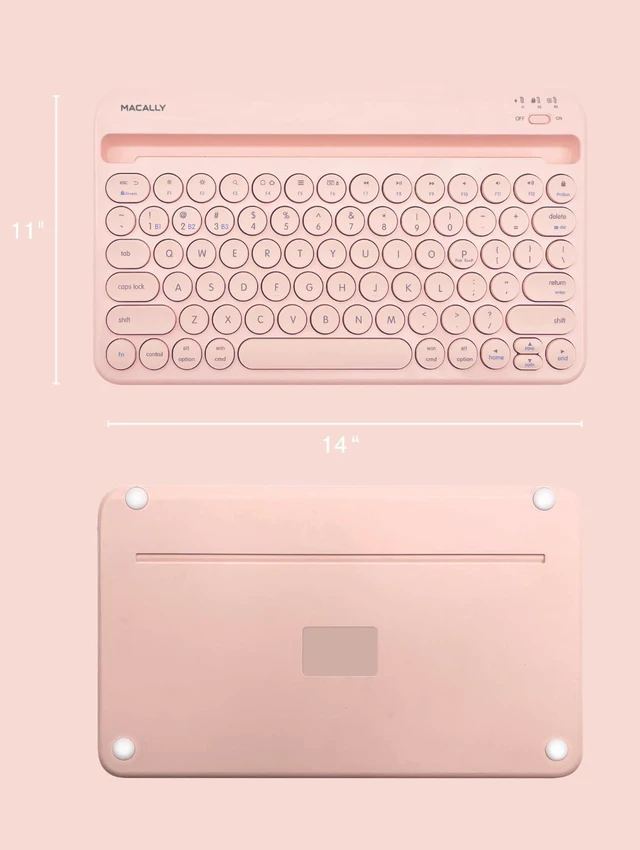 Alt view image 14 of 14 - Macally Bluetooth Keyboard for iPad | Wireless Keyboard for Tablet, iPhone (Multi-Device, Built-in Stand, Rechargeable) Easy to Use and Cute Portable