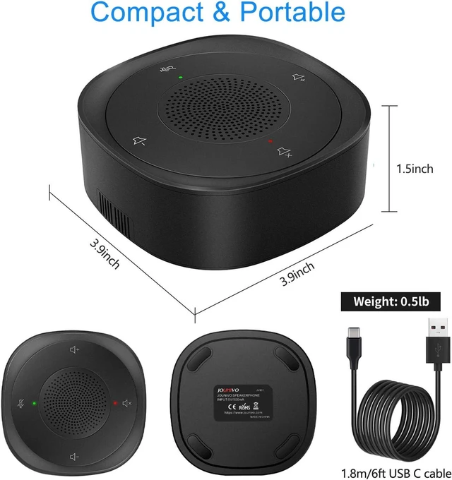 Alt view image 11 of 14 - USB Speakerphone Microphone, Conference Speaker Omnidirectional Computer Mic, with 360º Voice Pickup, Touch-Sensor Buttons for Mute/unmute, Streaming, Call Speaker Skype, Webinar, Interview -(JV801)