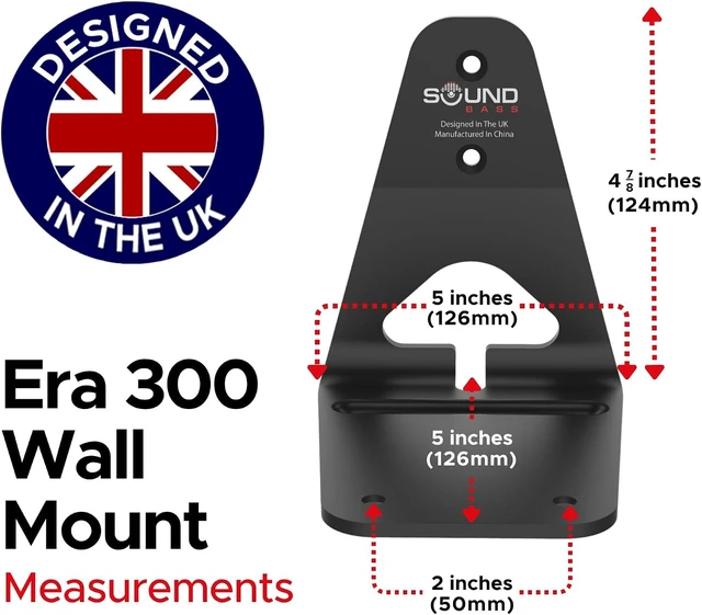Alt view image 13 of 14 - Sound Bass ERA300 Wall Mount Bracket, Low Profile, Black, Twin Pack, Compatible with Sonos ERA 300 Speaker, Complete with All Fixing Hardware