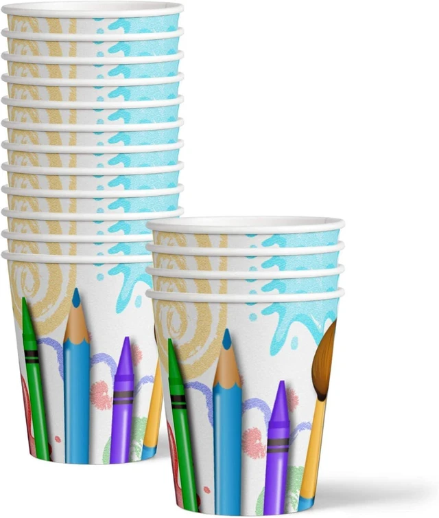 Alt view image 10 of 14 - Artist Painting Birthday Party Supplies Set Plates Napkins Cups Art Tableware Kit for 16