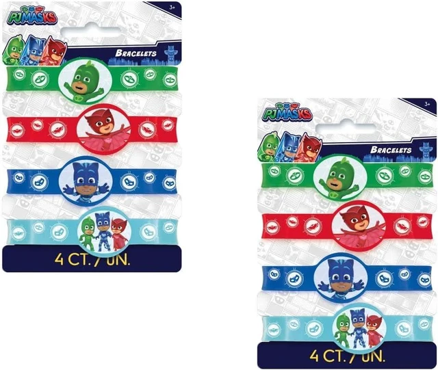 Alt view image 6 of 8 - PJ Birthday Party Supplies Favor Bundle Pack includes 8 Loot Bags, 8 Rubber Bracelets, 8 Tattoos, 8 Party Paper Masks