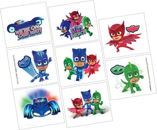 Alt view image 7 of 8 - PJ Birthday Party Supplies Favor Bundle Pack includes 8 Loot Bags, 8 Rubber Bracelets, 8 Tattoos, 8 Party Paper Masks