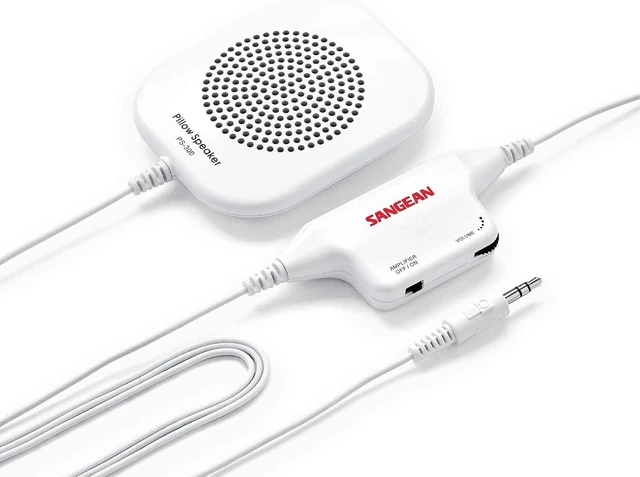 Alt view image 9 of 10 - Sangean PS-300 Pillow Speaker with In-line Volume Control and Amplifier (White)