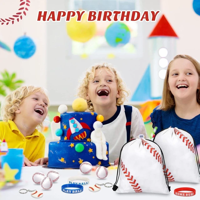 Alt view image 14 of 14 - LEIFIDE 48 Pcs Baseball Party Favors 12 Sets Silicone Bracelet Drawstring Treat Bag Mini Stress Ball Keychains for Baseball Birthday Party Supplies