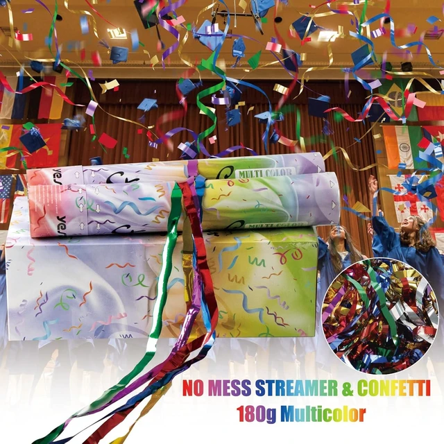 Alt view image 9 of 14 - Streamer Poppers Confetti Cannon, 6Pack YESHOW Shiny Multicolor Streamers Party Poppers for Graduation, Birthday, Wedding