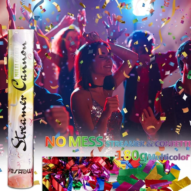 Alt view image 12 of 14 - Streamer Poppers Confetti Cannon, 6Pack YESHOW Shiny Multicolor Streamers Party Poppers for Graduation, Birthday, Wedding