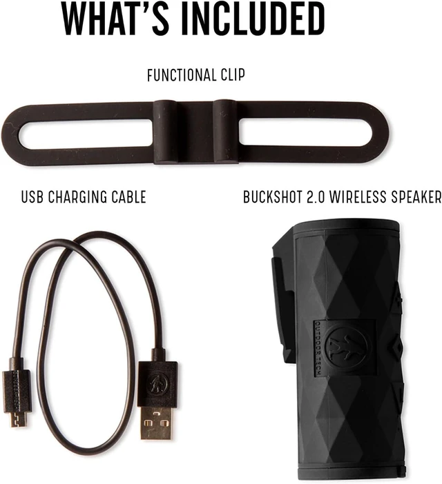 Alt view image 9 of 14 - Outdoor Tech Buckshot 2.0 Bluetooth Speaker, Black - Portable Wireless Speaker, Rugged Waterproof IPX6 - Perfect for Biking, Boats, Camping, Hiking, Pool, Beach, Golf Cart