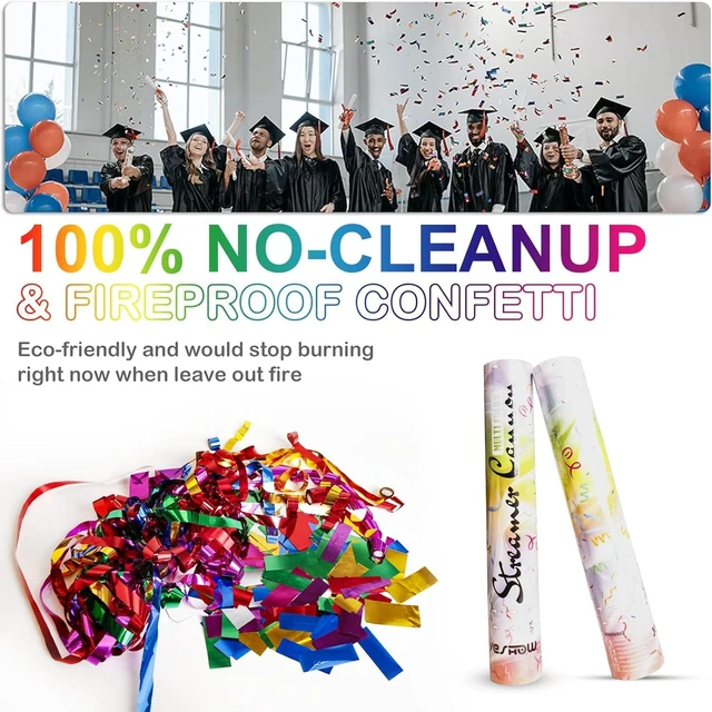 Alt view image 10 of 14 - Streamer Poppers Confetti Cannon, 6Pack YESHOW Shiny Multicolor Streamers Party Poppers for Graduation, Birthday, Wedding