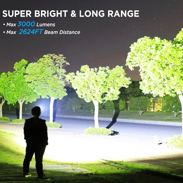 Alt view image 9 of 14 - NJ FOREVER LED Rechargeable Headlamp, 3000 Lumens Super Bright Head Lamp with 5 Modes, 90°Adjustable, USB Rechargeable, Waterproof LED Headlamps for Adults Camping, Hiking, Climbing (2 Pack)