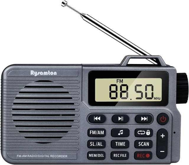 Alt view image 8 of 14 - Portable AM/FM Radio, Small Pocket Radio with Bass Speaker, Support Micro SD Card and Record, Long Battery Life, Alarm and Sleep Function