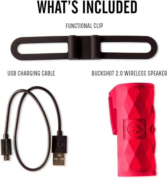 Alt view image 9 of 14 - Outdoor Tech - Buckshot 2.0 Bluetooth Speaker, Red - Portable Speaker, Rugged Waterproof Wireless - Perfect for Biking, Boats, Camping, Hiking, Pool, Beach, Golf Cart