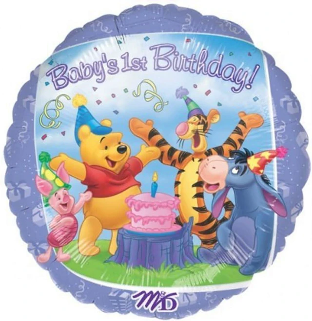 Alt view image 10 of 14 - Winnie the Pooh 1st Birthday Party Supplies Foil Balloon Bouquet Decorations