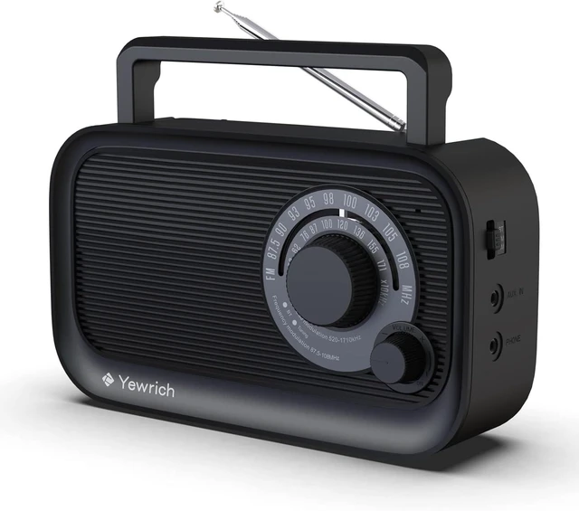 Alt view image 8 of 14 - AM FM Radio with Best Reception, Bluetooth Speaker Portable Radio, DSP Plug in Wall,Battery Operated or AC Power with Headphone Jack, Large Tuning Knob for Home Kitchen Outdoor, Black
