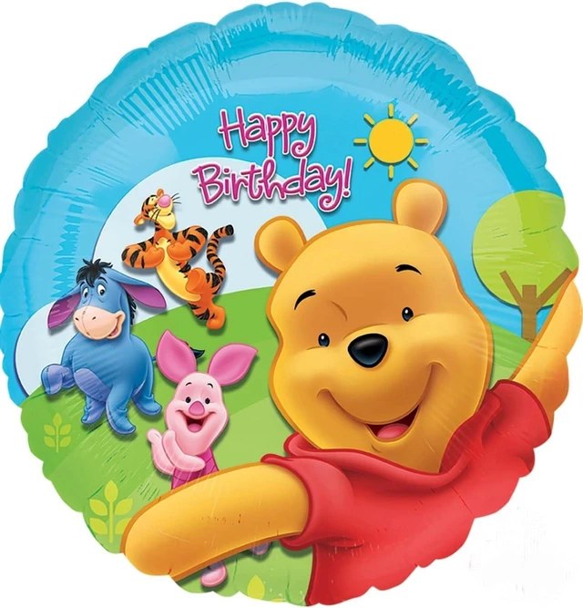 Alt view image 11 of 14 - Winnie the Pooh 1st Birthday Party Supplies Foil Balloon Bouquet Decorations