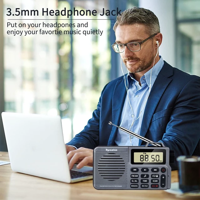 Alt view image 14 of 14 - Portable AM/FM Radio, Small Pocket Radio with Bass Speaker, Support Micro SD Card and Record, Long Battery Life, Alarm and Sleep Function