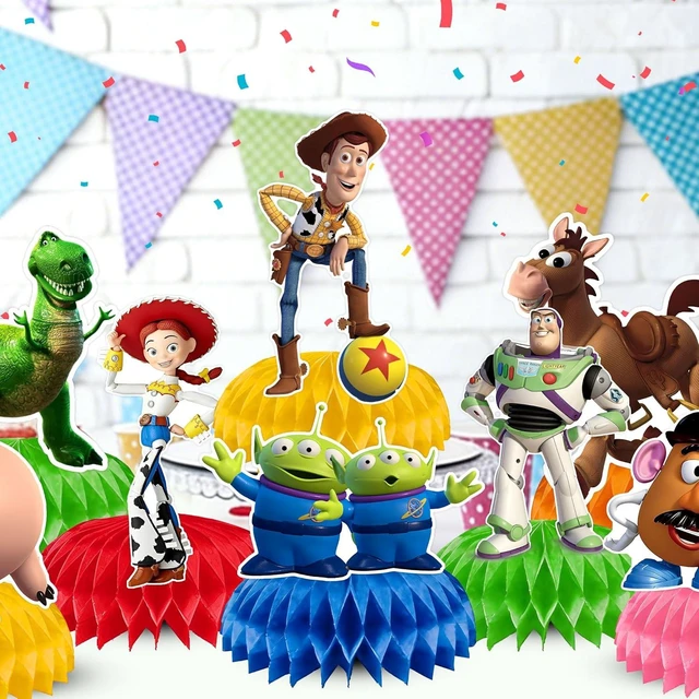 Alt view image 12 of 14 - 9Pcs Toy Honeycomb Centerpieces, Cartoon Movie Theme Birthday Party Supplies, Double-Sided 3D Table Decorations & Favors for Kids