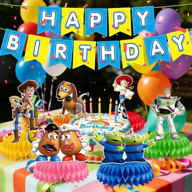 Alt view image 11 of 14 - 9Pcs Toy Honeycomb Centerpieces, Cartoon Movie Theme Birthday Party Supplies, Double-Sided 3D Table Decorations & Favors for Kids