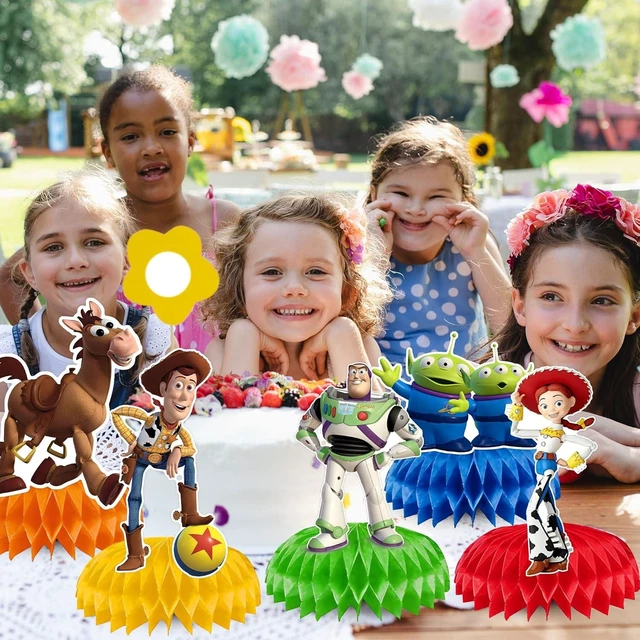Alt view image 13 of 14 - 9Pcs Toy Honeycomb Centerpieces, Cartoon Movie Theme Birthday Party Supplies, Double-Sided 3D Table Decorations & Favors for Kids