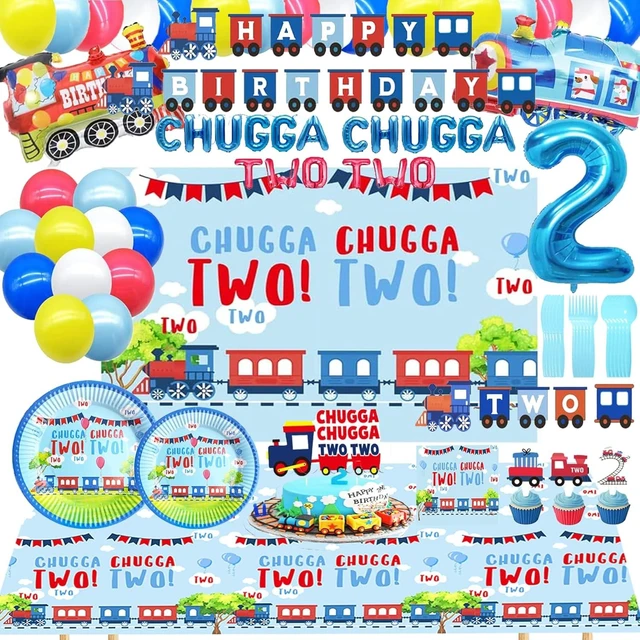 Alt view image 6 of 10 - Chugga Chugga Two Two Birthday Party Supplies - 2nd Birthday Train Decorations and Party Plates