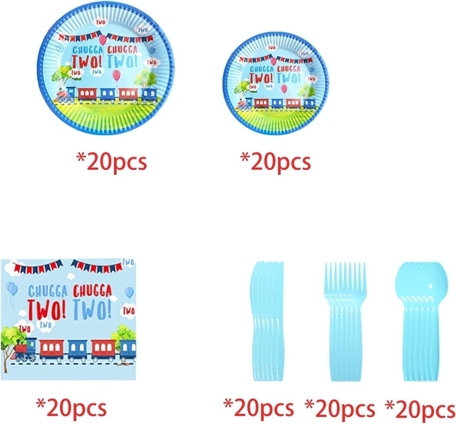 Alt view image 9 of 10 - Chugga Chugga Two Two Birthday Party Supplies - 2nd Birthday Train Decorations and Party Plates